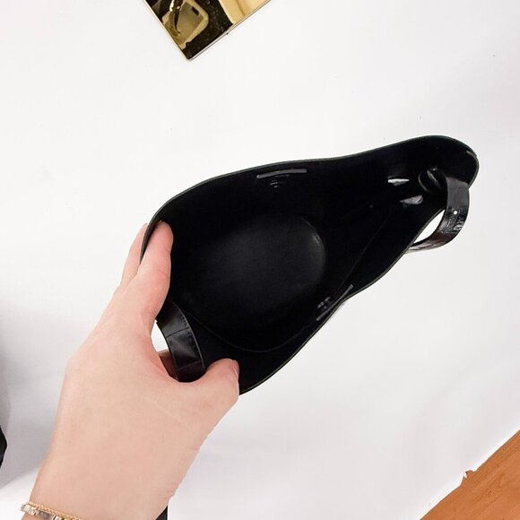 OAK + FORT Pleather Faux Croc Leather Bucket Back with rope handles pocket - Picture 12 of 12